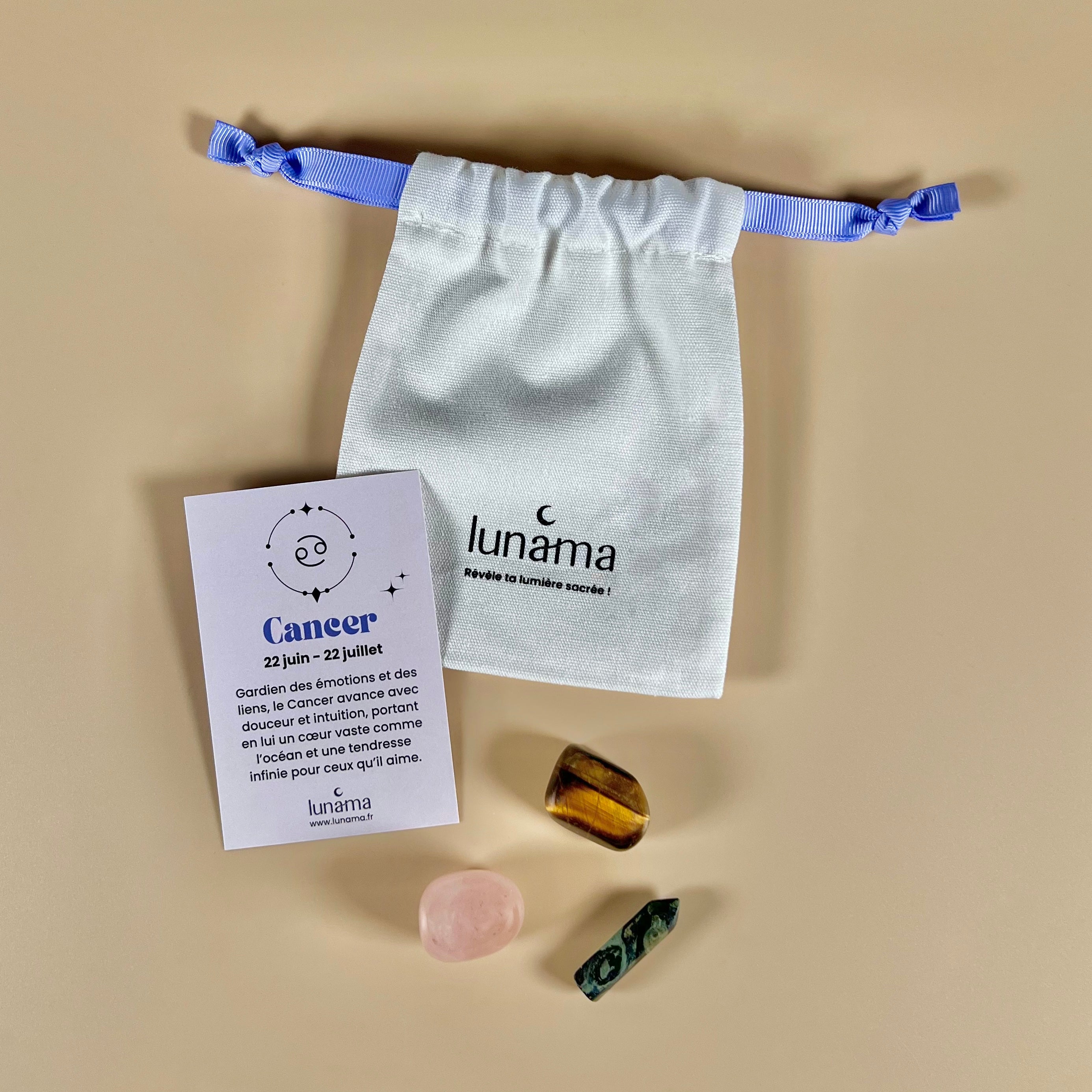 3 cristaux pierres de lithotherapie pour le signe astro cancer