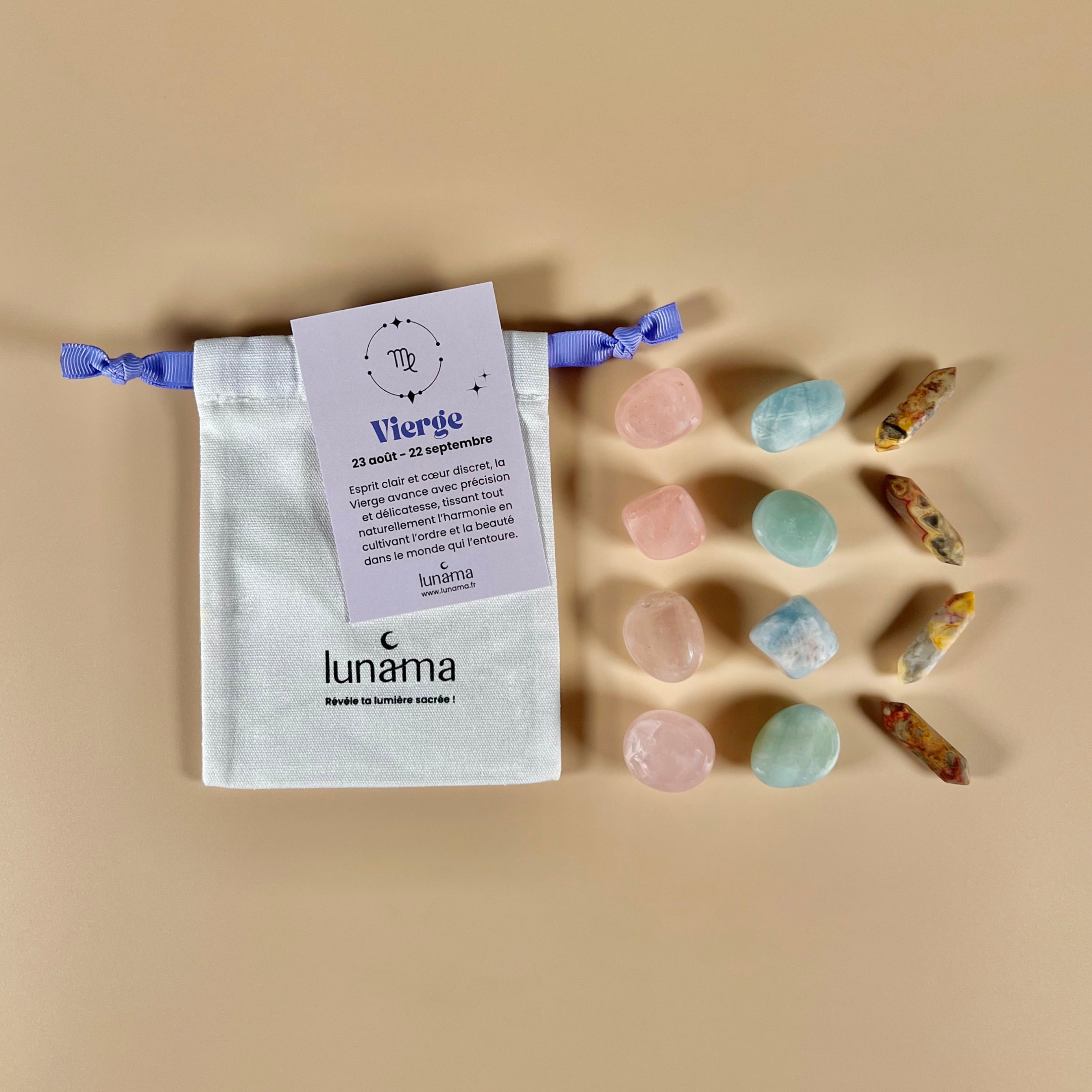 kit pochon pierres de lithotherapie signe astrologique vierge