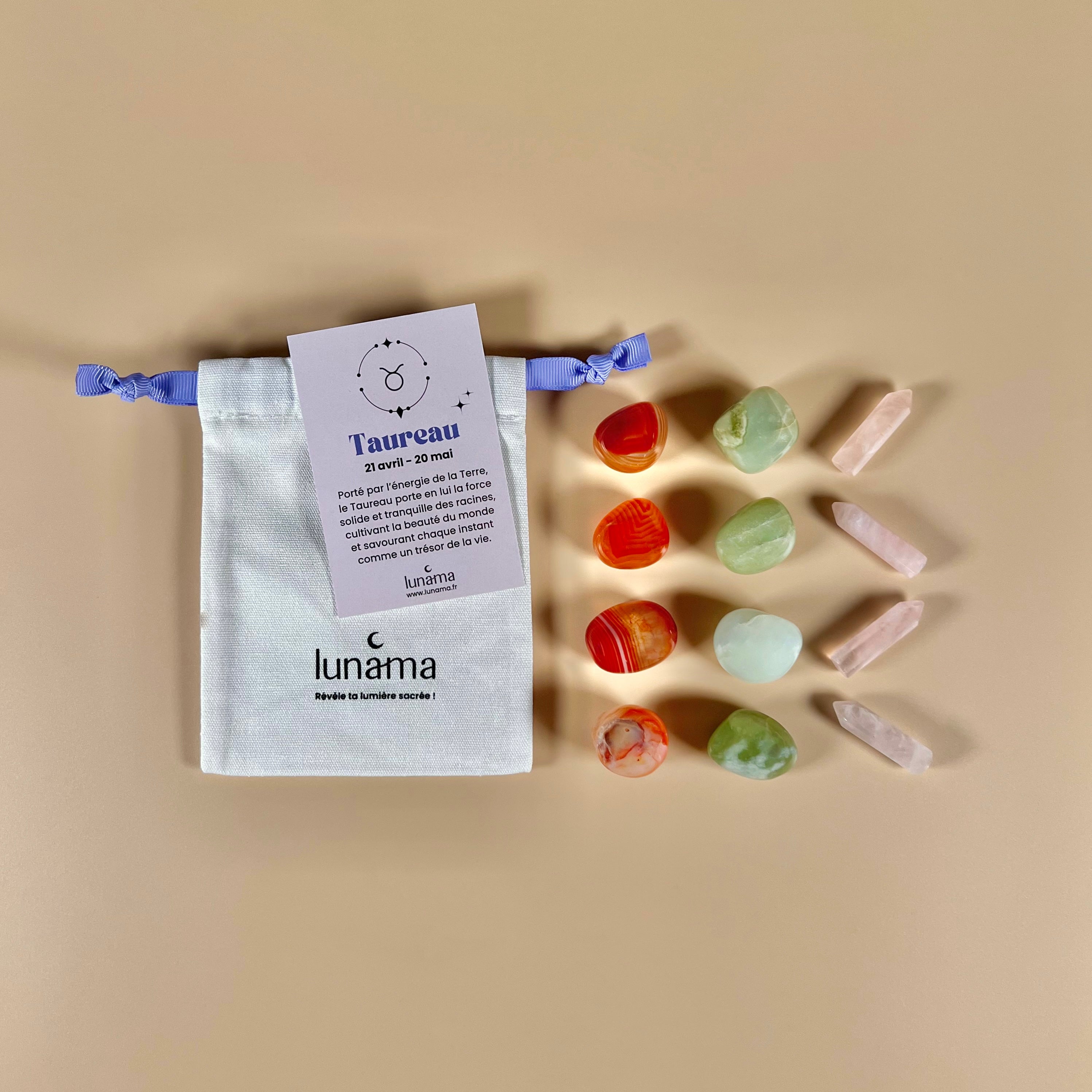 kit pochon pierres de lithotherapie signe astrologique taureau