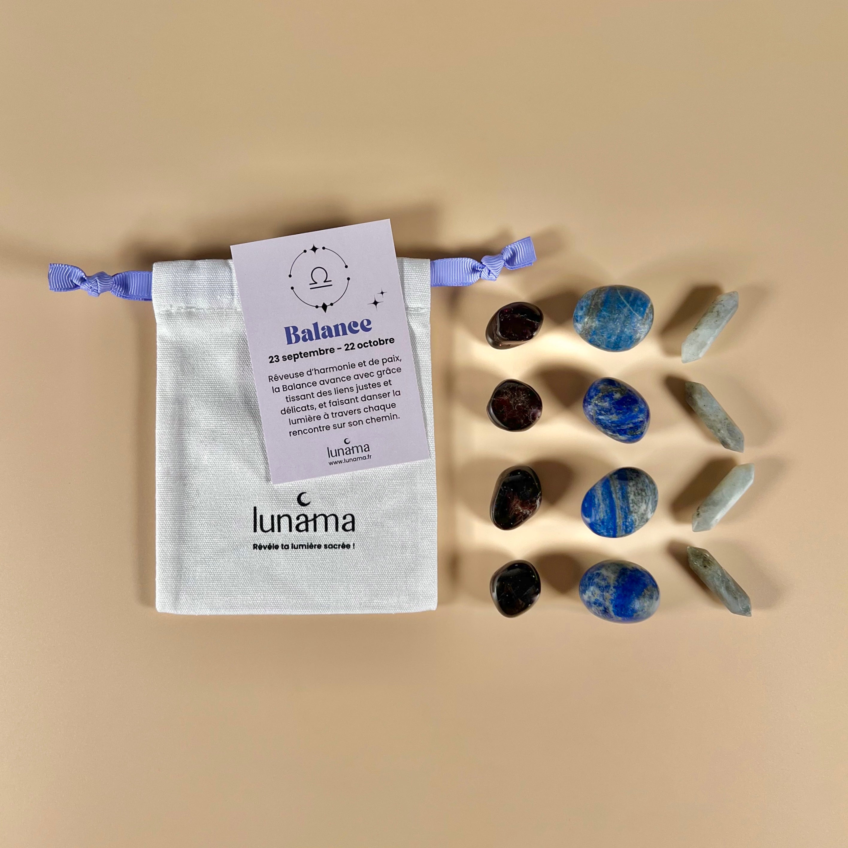 kit pochon pierres de lithotherapie signe astrologique balance