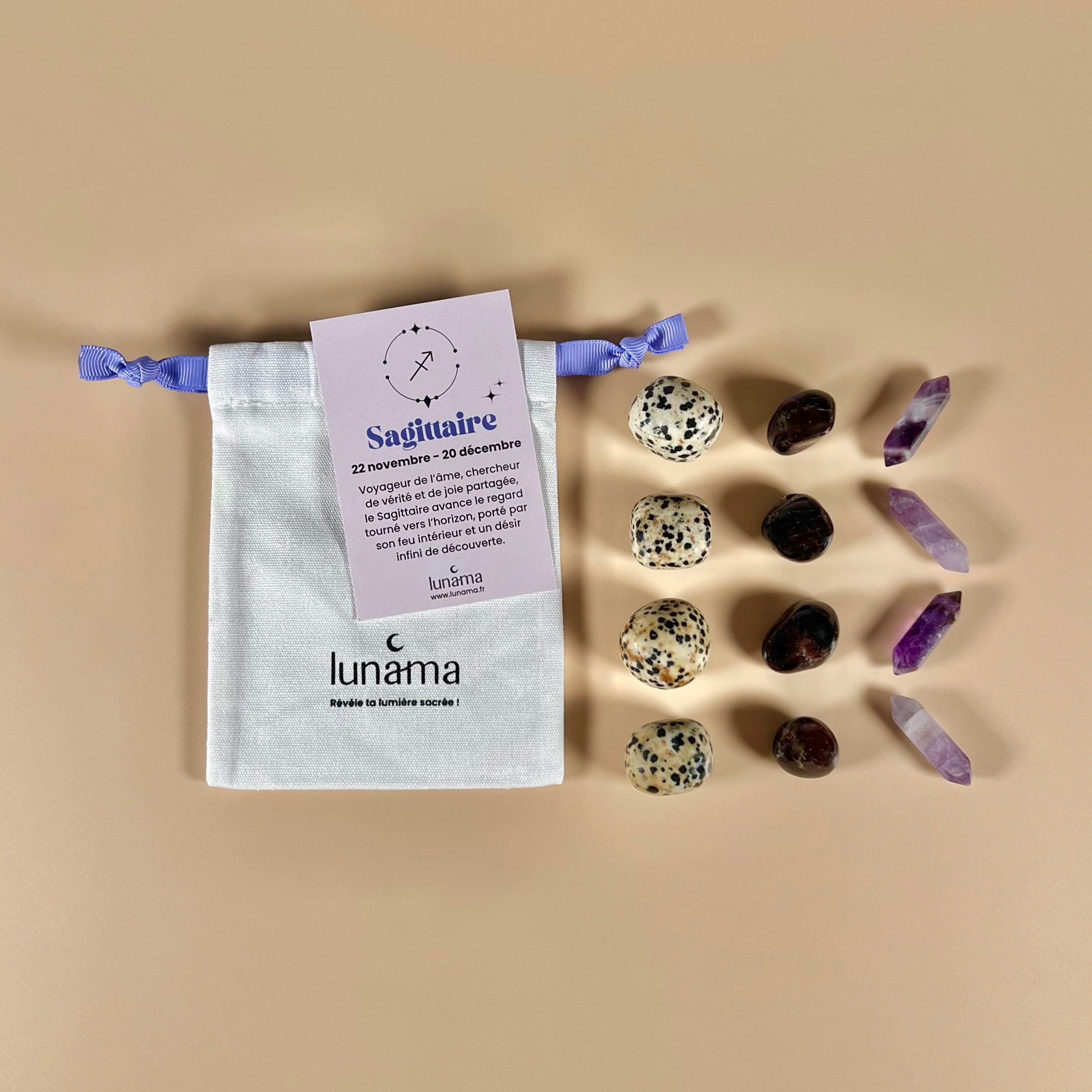 kit pochon pierres de lithotherapie signe astrologique sagittaire